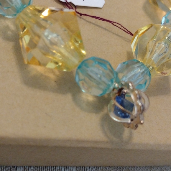 Artemis's Gems custom-made beaded bracelet with pale blue and gold beads/charm - Picture 2 of 5